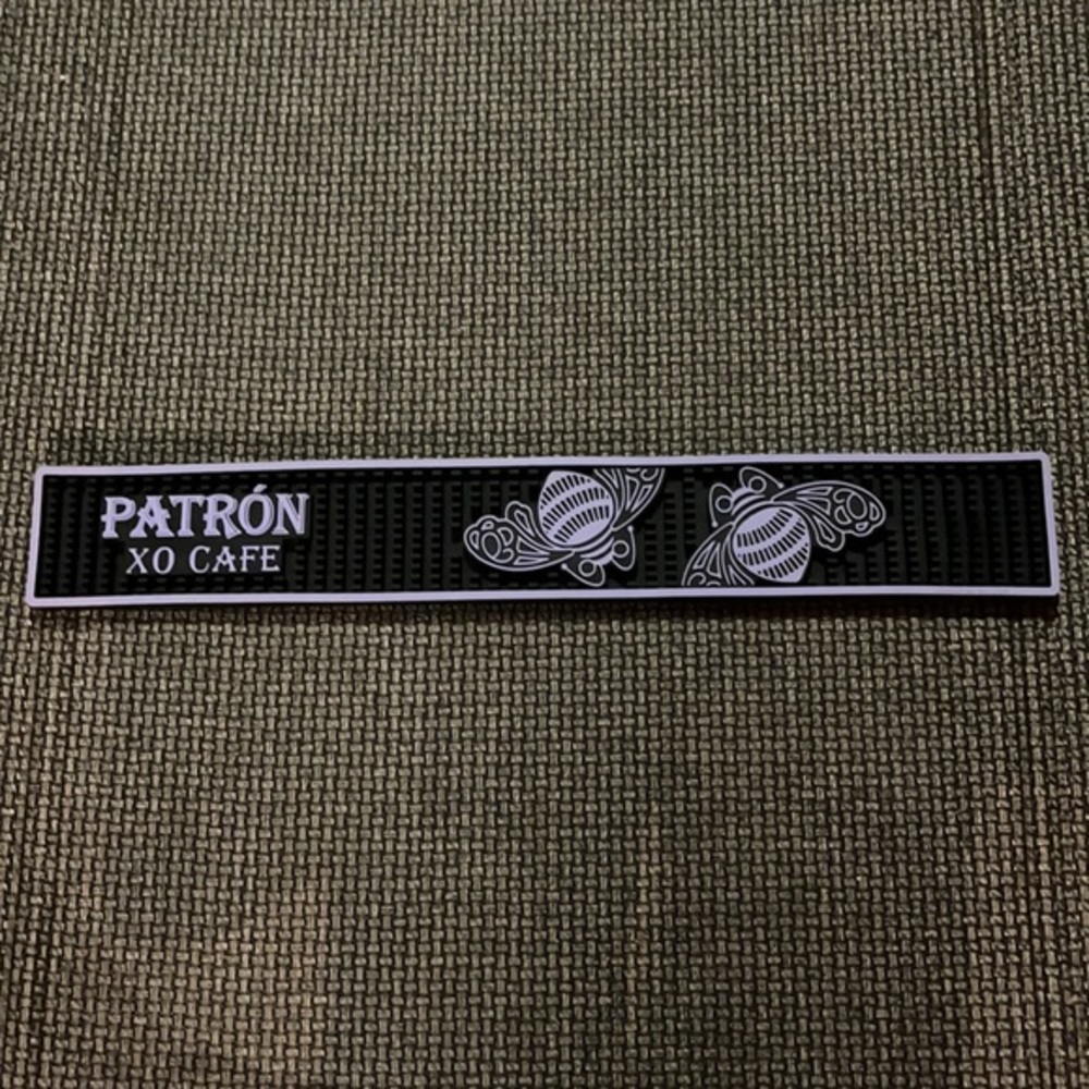 PURPLE AND BLACK PATRON DRINK MAT